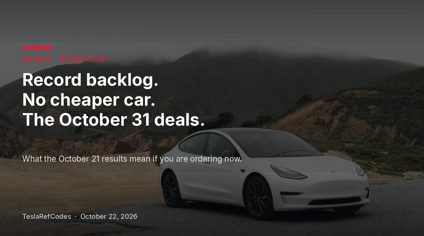 Tesla Q3 2026 Earnings Recap for Buyers: Record Backlog, No Cheaper Car, and the October 31 Deals